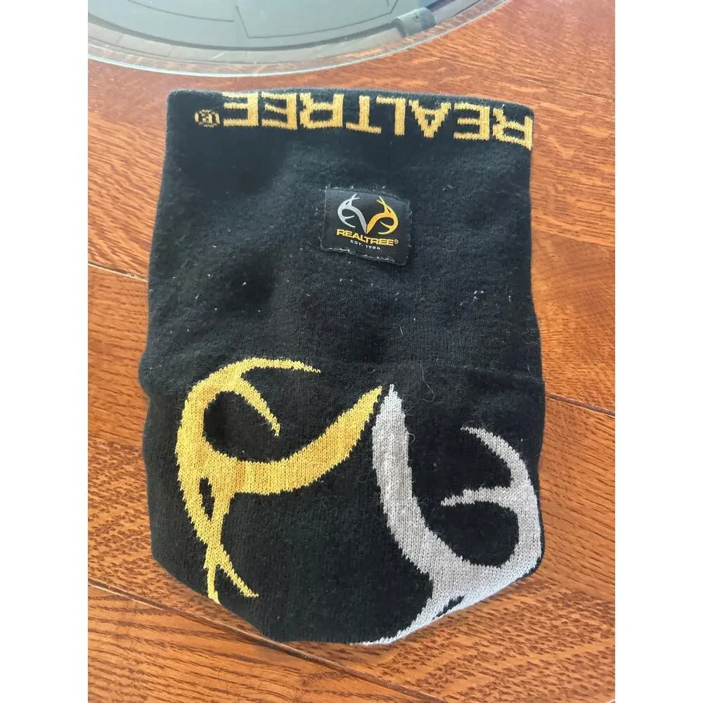 Realtree Fleece Beanie Hat Black‎ Camo Hunting Winter Cap